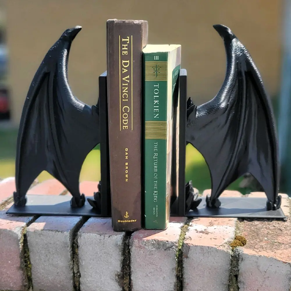 CraftyKid3D Dragon Wing Bookends 9 Inches Tall 3D Printed from Hard PLA Unique Design for Book Lovers