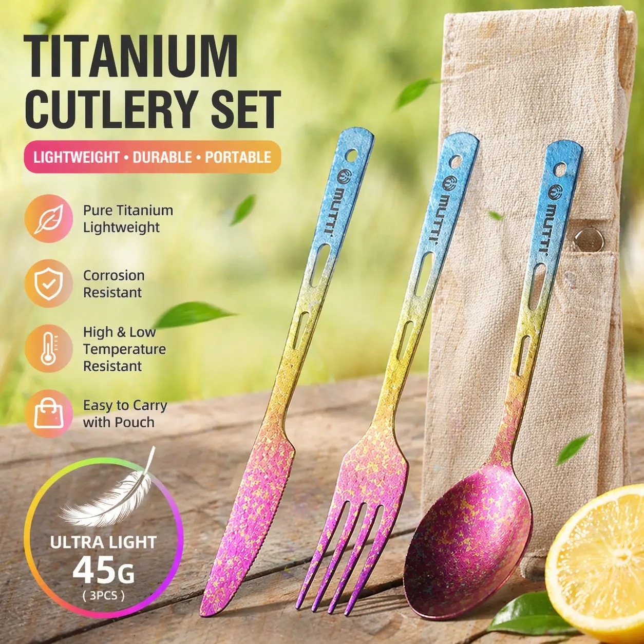 Premium Titanium Cutlery Set | Iridescent Crystal Finish Knife Fork Spoon for Modern Kitchen & Minimalist Lifestyle