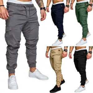 Men's 6-Color Casual Pants Multi-Pocket Cargo Long Pants Men's Woven Fabric Jogger Pants Slim Fit Stretch Casual Chinos