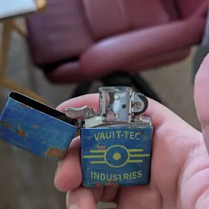 Fallout Themed Lighter - Sheller Tech (No Fuel) happy halloween gift staff surprise christmas fun Blue Steel Wheel Stainless boyfriend gifts