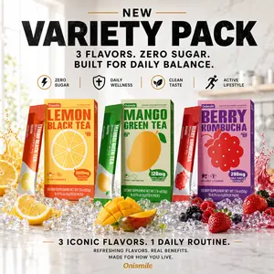 Onismile Live - Variety Pack Powdered Drink Mix Powder Packets Water Enhancer Water Flavor Packets Natural 3 Flavors Lemon Black Tea + Mango Green Tea + Berry Kombucha Zero Sugar Low Calorie On-the-Go Stick Single Servings