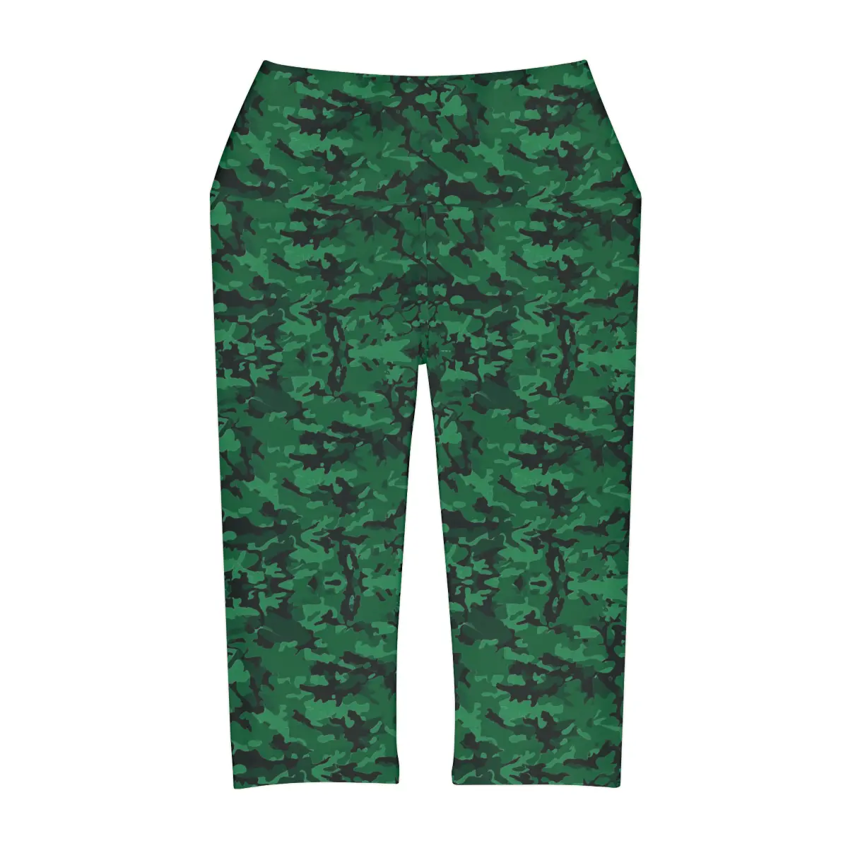 Emerald Green Camo Yoga Capri Leggings