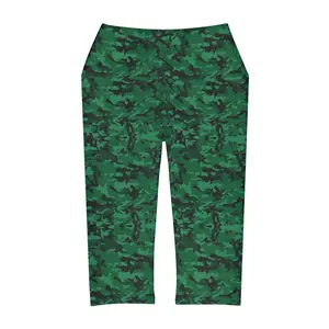 Emerald Green Camo Yoga Capri Leggings