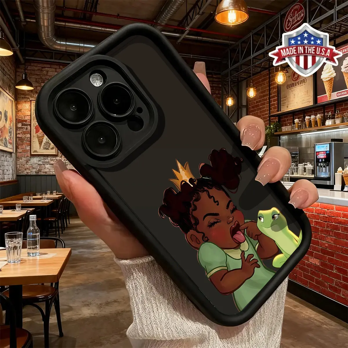 Cute Artistic Princess and Frog Cartoon Girl Pattern for Phone Case iPhone 17 16 15 14 Pro Max 13 12 11 XR XS Plus Air Samsung Galaxy S25 S24 S23 Slim Shockproof anti-drop protection Durable TPU Case cover gift, Birthday, Lanyard