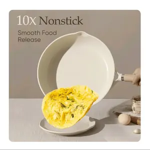 Nonstick Frying Pan 8" Skillet With Induction, Egg Omelet Pan Non-Stick Chef's Pan Compatible for All Stoves, Bon Appetit, White Granite