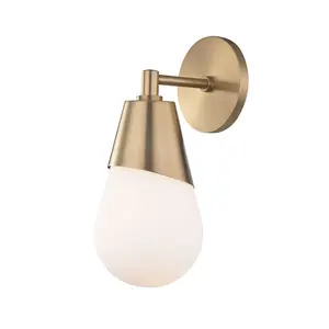 Cora Sconce With Matte White Glass Shade In Aged Brass, Old Bronze, Or Polished Nickel Finishes
