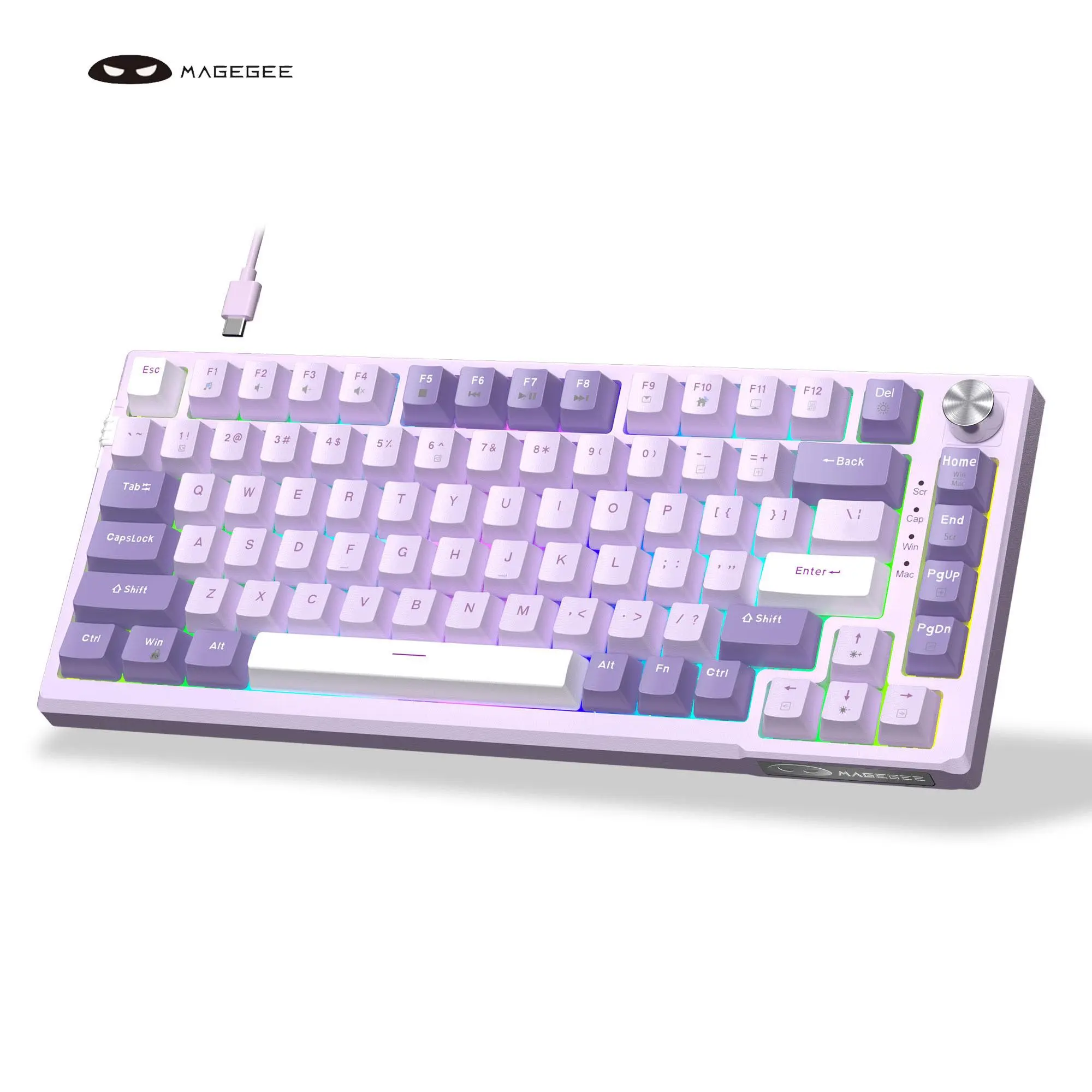 SKY81 75% Gasket Mechanical Gaming Keyboard, Gasket Hot Swappable Wired Custom Creamy Keyboard with 5-Layer Sound Dampening, Knob Control, RGB Backlit