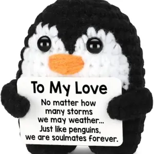 Handmade Knitted Penguin Toy Yarn, Cuddly Soft Adorable Stuffed Animal, Birthday Christmas Gift for Boyfriend Girlfriend, Wedding Anniversary Valentine's Day Present