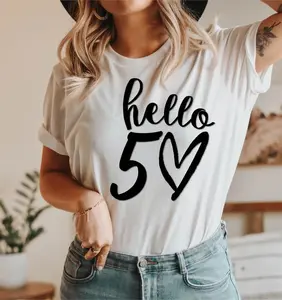 50th Birthday TShirt UK, Hello 50 Birthday, 50th Birthday T-shirts for Women Men, Personalised Birthday Gift for Mum Hello 50