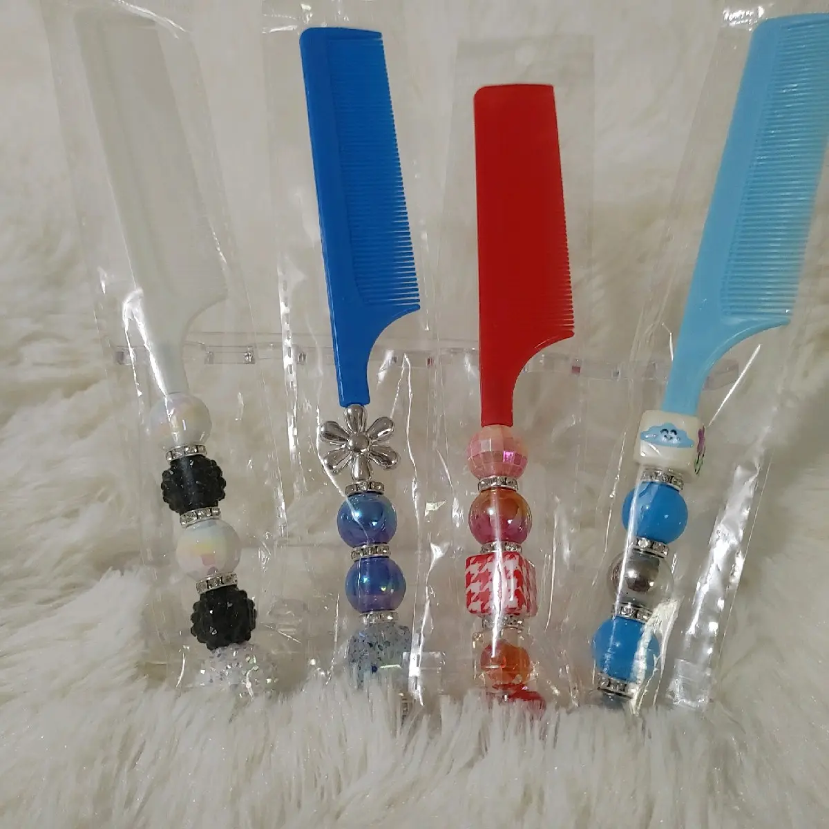 Hand made beaded combs.