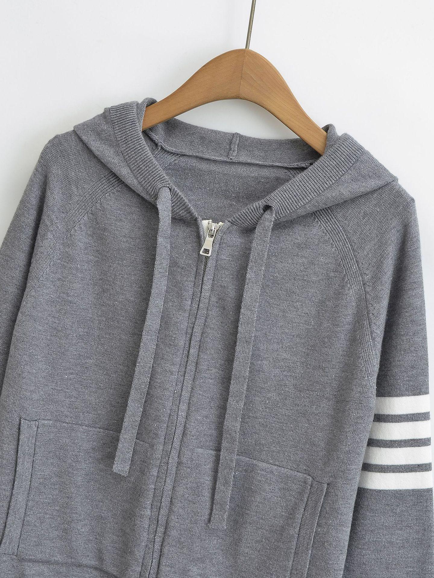 Hooded zipper sweater
