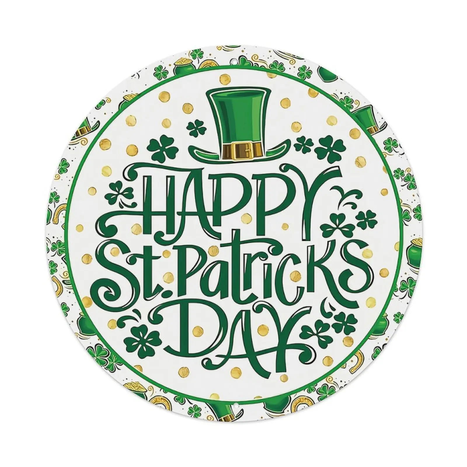 1pc 8in Aluminum St. Patrick's Day Decorative Metal Door Hanging Plaque - 2D Flat Plate, Traditional Irish Floral & Shamrock Design, "Happy St. Patrick's Day" Text, Home Decor for Wardrobe, Office, Indoor-Outdoor Festive Entrance Supplies, Study