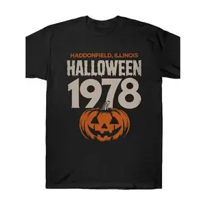 Men's Vintage 90s Halloween T-Shirt Retro Horror Movie Graphic Tee with Jack-O-Lantern Design, Short Sleeve Casual Shirt for Halloween Parties & Casual Attire, Halloween Clothes Fabric Menswear funny  tshirt