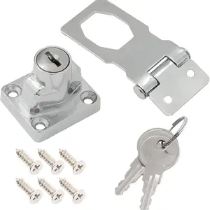 Keyed Hasp Locks 2.5 Inch Twist Knob Keyed Locking Hasp, Metal Safety Hasp Latches Keyed Different for Small Doors, Cabinets (Sliver)