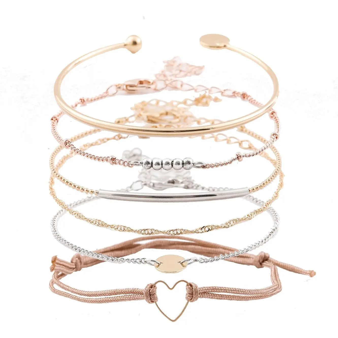 XOCARTIGE Layered Bracelet Set Assorted Beaded Bracelet Multiple Stackable Wrap Bangle Jewelry Adjustable XOCARTIGE