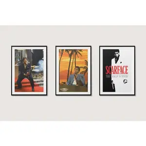 Scarface Pacino Set Of 3 Vintage Art 80s Movie Posters