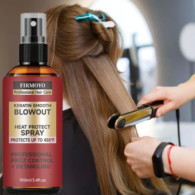 Keratin Smooth Blow Dry Heat Protection Spray, Anti-Frizz Keratin Spray, Heat Protectant Treatment, Hair Care Product, Protects Hair From High Temperatures Up to 450°F, Suitable for All Hair Types