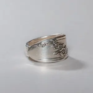 Floral Crown Silver Plated Spoon Ring - Made to Order