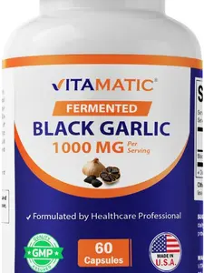 Vitamatic Fermented Black Garlic Extract 1000 mg 60 Capsules - Non-GMO, Gluten Free