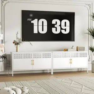 Metal Storage Cabinet,2 Door Accent/Sideboard Cabinet,with Adjustable Shelf,2-Tier,Wide TV Cabinets,Low Side Cupboard for Home,Office,Dining/Living Room