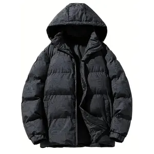 Bmuvlss Men's Heavyweight Winter Hooded Jacket - Insulated Cold Weather Coat with Full-Zip Closure, Navy Blue Polyester Shell, Machine Washable, Pockets & Hooded Collar for Skiing, Snowboarding & Outdoor Activities