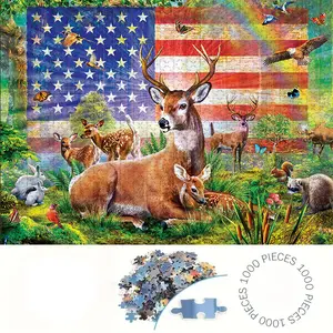 1000 Piece Deer Forest Puzzle, Large Adult Family Interactive Toy, DIY Home Decor Brain Challenge, Holiday Scene, Perfect Gift