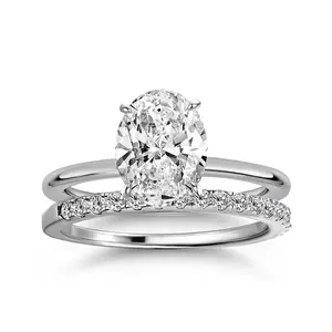 2CT 7*9mm Oval Cut Engagement Ring Set S925 Silve Grade CZ Bridal Wedding Ring Set for Her engagement rings summervibes
