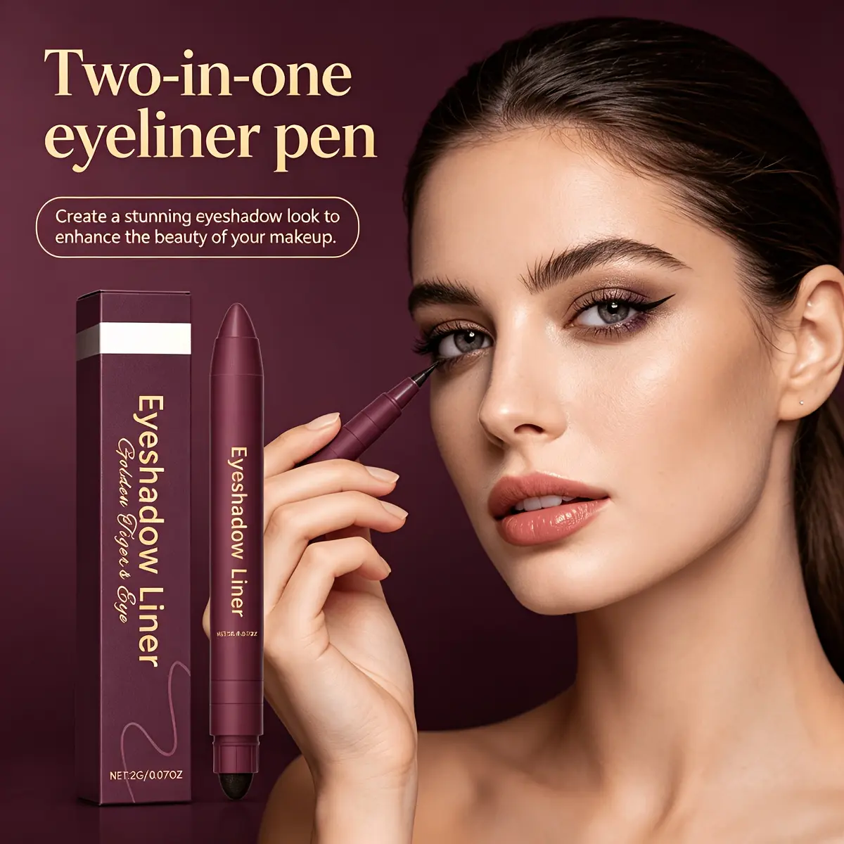 2-In-1 Niacinamide Liquid Eyeliner, Waterproof Matte End, Quick-Drying, Stain-Resistant, Smooth, Long-Lasting, Flowing Formula Suitable for All Skin Tones for Fashionable Eye Makeup
