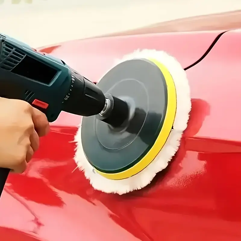 6 Pcs Car Buffer Drill Attachment Set for Car Polish Machine - Industrial Polisher Grinding Mounted Points, Durable High-Density Plastic Foam Pads, Premium Wool Buffing Wheels, Auto Detailing & Paint Care Kit