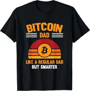Casual Cotton shortsleeve tees Vintage Sunset Crypto Bitcoin Dad Regular Dad But Smarter T-Shirt