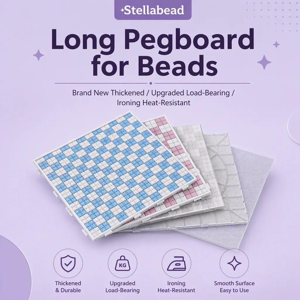 Stellabead 104×104 Fuse Bead Craft Board, Large DIY Peg Board for Pixel Art & Handmade Projects, White, Clear & Checkered Styles
