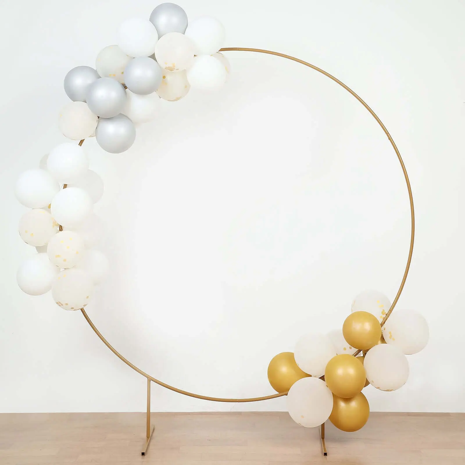 6.5ft Gold Metal Floral Balloon Garland Hoop - Round Backdrop Frame, Balloon Decor for Party Decorations, Baby Showers, Birthday, Christmas Events, Customizable, Graduation