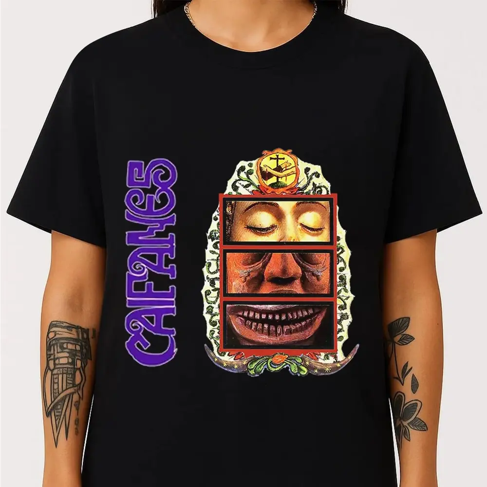 Women's Fitted Caifanes El Silencio Graphic Cotton Round Neck Short-Sleeve Tee, Casual Tshirt, Women's Clothes