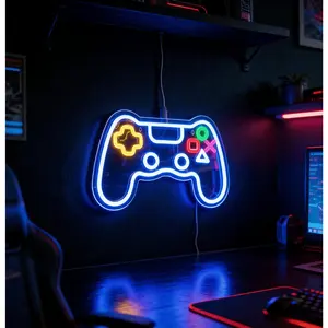 2 Pack Game controllers neon signs, LED neon lights in the shape of gamepads, for game rooms, bedroom wall art decorations, gifts for men, LED game consoles for boys, teenagers, night lights