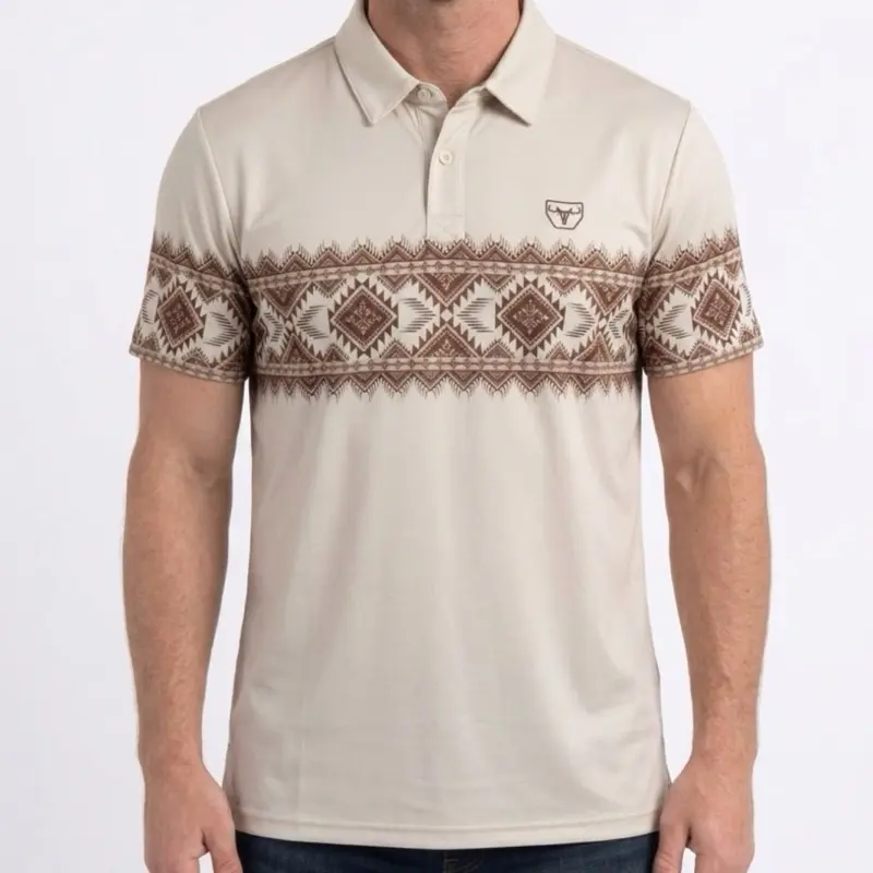 Aztec Polo - Men's Stylish Short Sleeve Shirt with Unique Aztec Pattern for Casual Wear