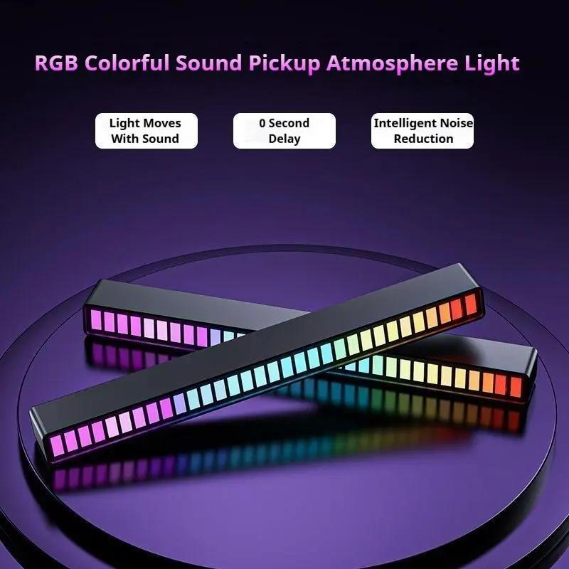 Joytutus RGB Sound-Activated LED Light Strip — Voice-Controlled Rhythmic Ambient Lighting, Ideal for Cars, Gaming Setups, Desktops, and Parties; Supports Smartphone Charging