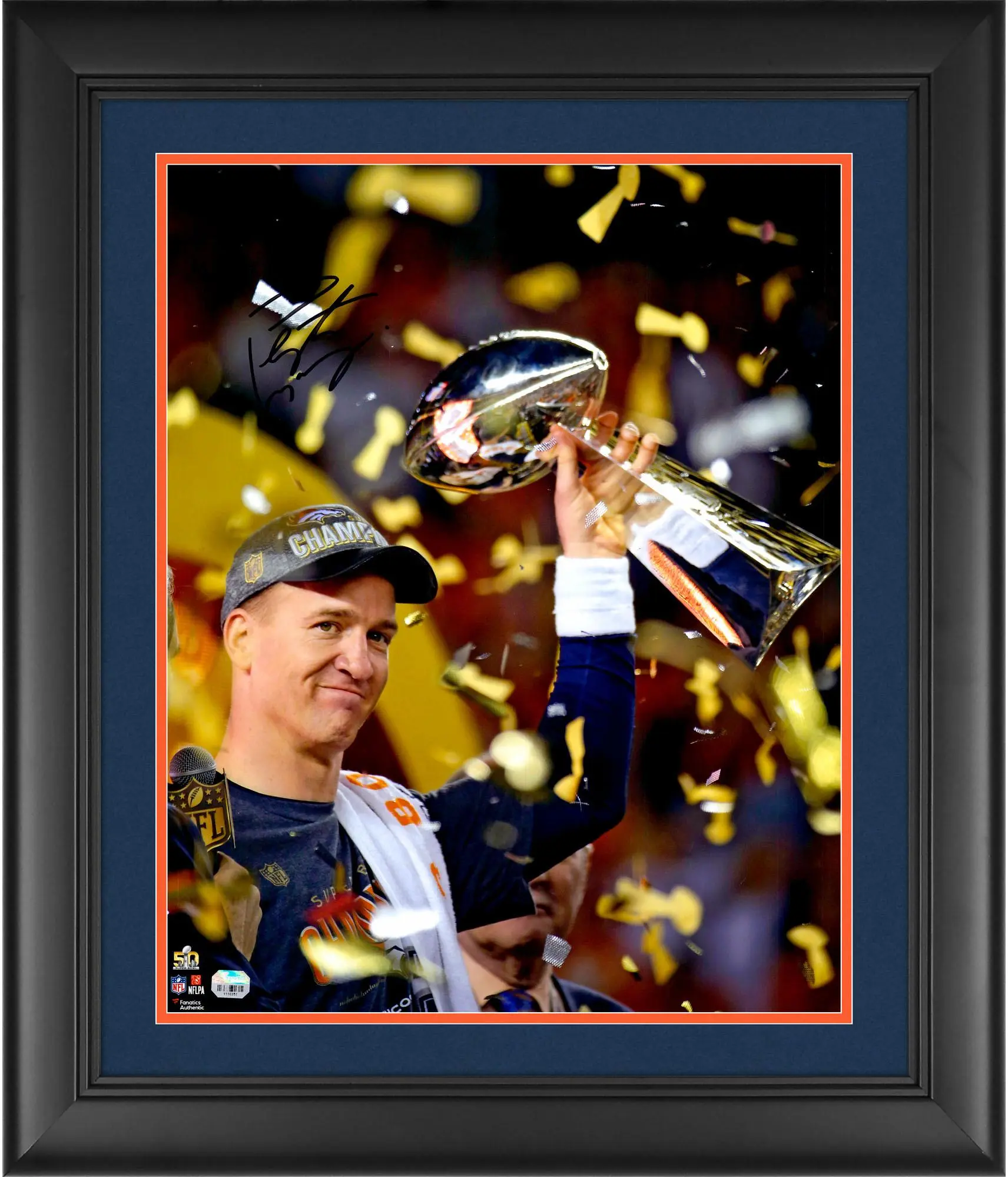 Peyton Manning Denver Broncos Framed Autographed 16" x 20" Super Bowl 50 Champions Celebration Photograph - Fanatics Authentic Certified