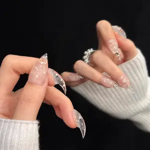 Handmade Short Dragon Claw Nail Tips, Transparent Polka Dot Design, Cat Claws, Single Item, No Flammable Liquid, Ca Prop 65 Compliant