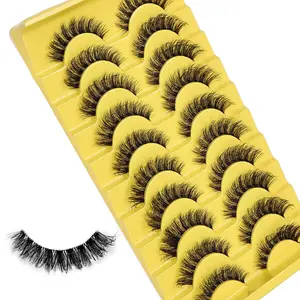 30Pairs/50Pairs Clear Band Natural Look Lashes 3D Russian Strip Wispy Fluffy Cat Eye False Eyelashes Reusable for All Occasions Cosmetic False Eyelash Set