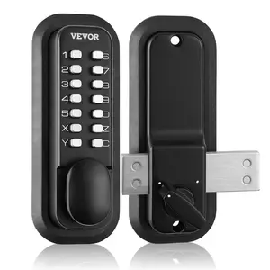 VEVOR Mechanical Keyless Entry Door Lock,  14 Digit Keypad, Outdoor Gate Door Locks Set with Surface-mounted Latch, Water-proof Zinc Alloy, Keypad and Knob, Easy to Install, for Garden, Garage, Yard