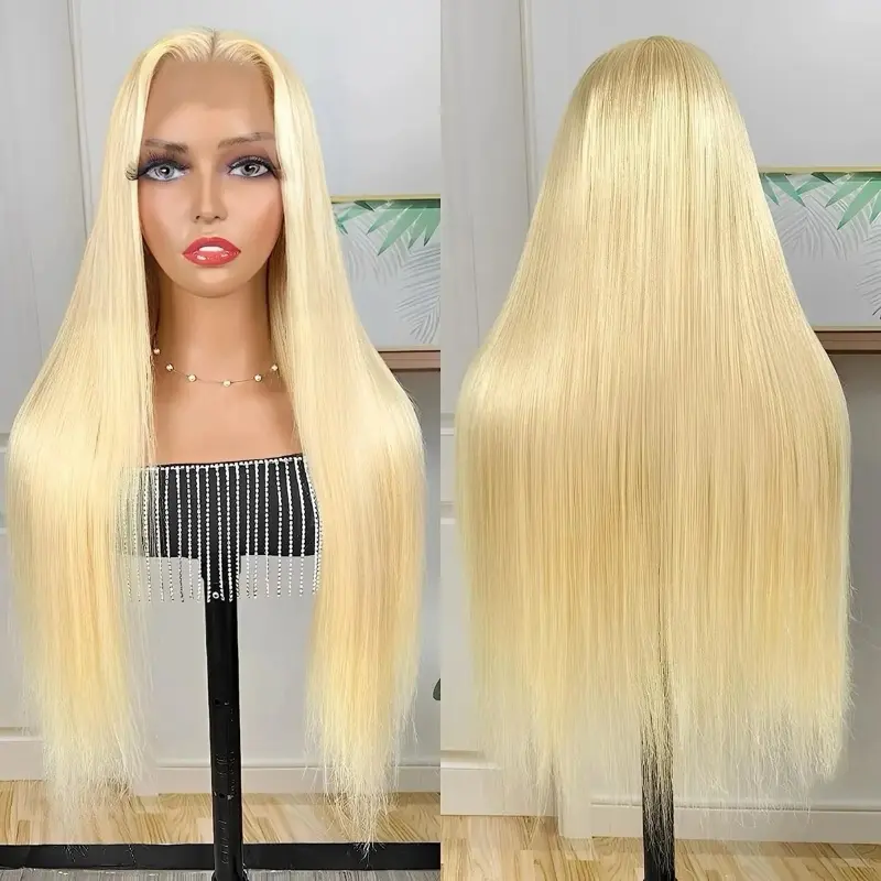 Blond  human hair lace wig front transparent HD lace