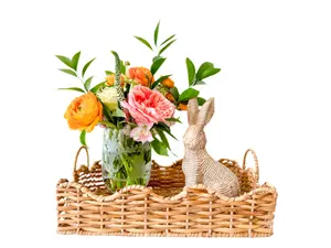 Terrace Scalloped Rattan Tray