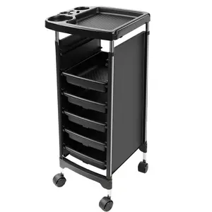 Hair Salon Storage Tool Cart, 5-Layer Salon Cart with Wheels, Space Saving Barber Station Trolley, Rolling Carts for Hair Stylist Barber Storage Trolly for Hairdressing Beauty SPA Tattoo