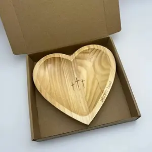 Heart Prayer Bowl Gift Set, Wooden Unique Design for Daily Use & Spiritual Focus, Perfect for Gifting & Personal Devotion