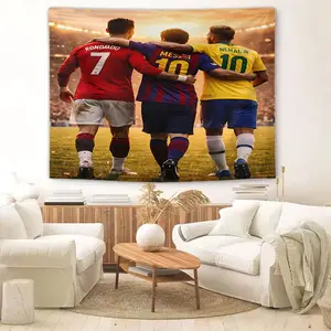Soccer Star Digital Print Tapestry, 3d Realistic Decorative Wall Hanging, The Perfect Backdrop Decoration for Bedroom, Dormitory, And Living Room ,Sports Style Wall Tapestry