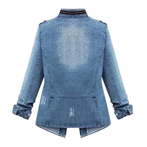 Denim Jacket Womens Casual Solid Casual Oversize Autumn Ladies Slim Jeans Chain Jacket Pocket Coat Plus Size XX Can be used with raincoat