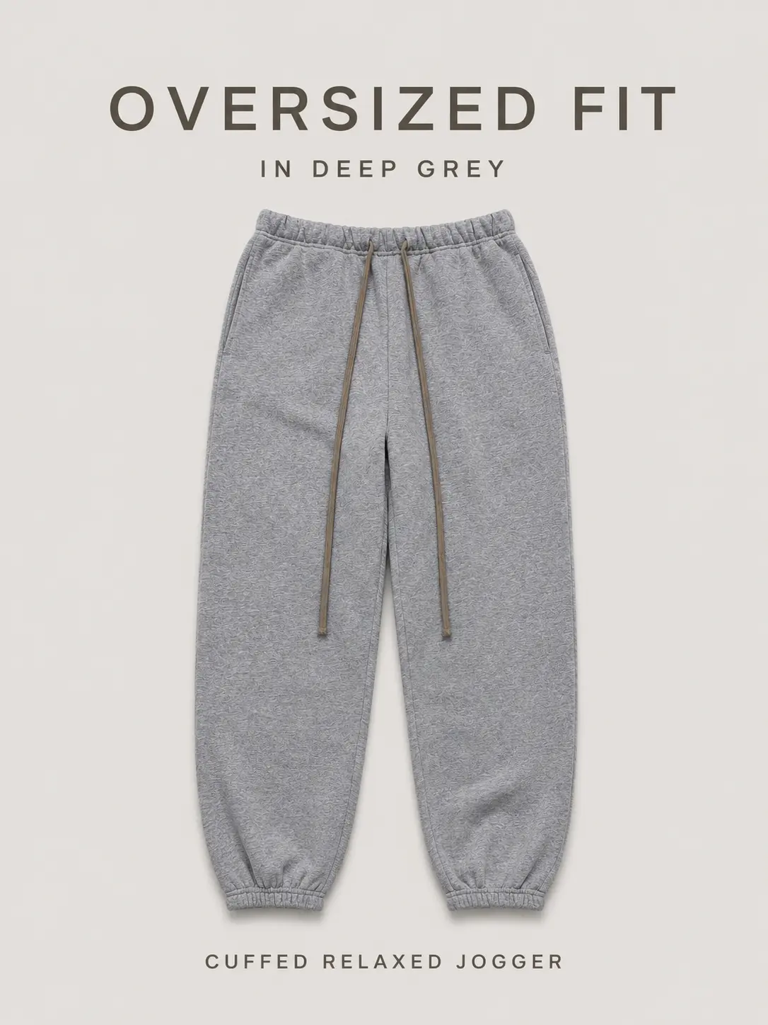 Male 24FW Heather Grey Heavyweight Ultra Soft Fleece Cuffed Joggers, Oversized Boxy Fit Casual Everyday Wear, Available in XXL, No, S