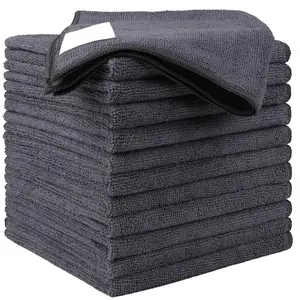 Microfiber Cleaning Cloth Grey - 12 Pcs (12.5"x12.5") - High Performance - 1200 Washes, Ultra Absorbent Microfiber Towel Weave Grime & Liquid for Streak-Free Mirror Shine - Car Washing Cloth