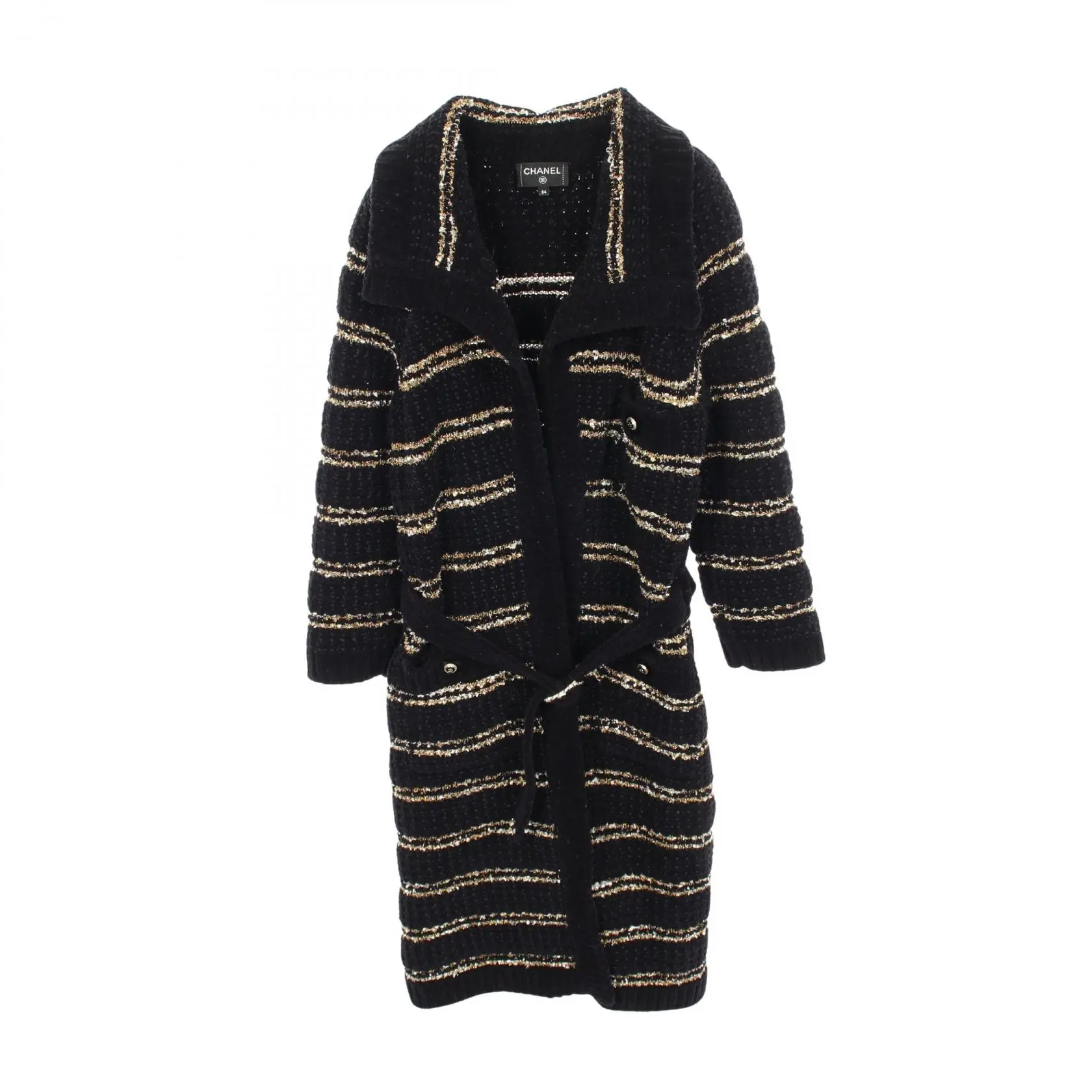 Pre-owned CHANEL Wool Small Leather Goods Coco Mark Button Blend Coat