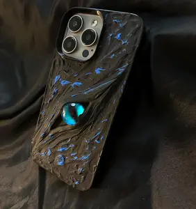 Bule Eye of the Deep Niche Ins Crusoe Style Halloween Handmade Phone Case Protective Back for iPhone17promax17pro/17/17Air/16promax/16pro/16plus/16/15/14/13/12/11/ Design Protection Smartphone Screen Protector Casing Cellphone Cover Shockproof Skeleton